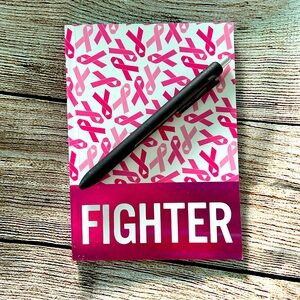 Breast Cancer Awareness "FIGHTER" Journal & Custom Refillable Glitter Pen